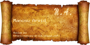 Mancsu Arvid névjegykártya